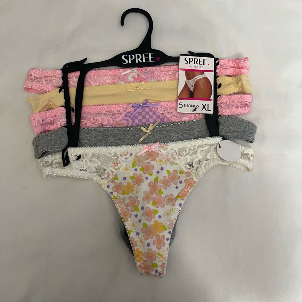 Pack of 5 thongs bow at front multi color
